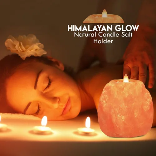 Vista 7 de Himalayan Glow Portavelas de sal del Himalaya tallados a mano, decoración del hogar, artículo ideal como luz nocturna