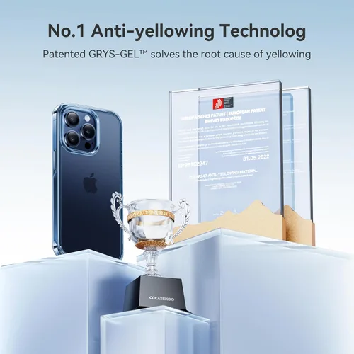 Vista 6 de CASEKOO Funda azul para iPhone 15 Pro Max, tecnología nunca amarilla, protección de grado militar de 10 pies, funda delgada transparente