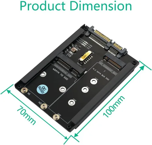 Vista 4 de HLT MSATA y B Key/B&M Key SSD 2 en 1 a SATA III de 2.5" con soporte de marco - Conserva mSATA SSD como unidad SATA de 0.276 in 2.5