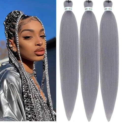 Vista 9 de Cabello trenzado para niños preestirado de 16 pulgadas, color negro para niños, trenzas sin nudos