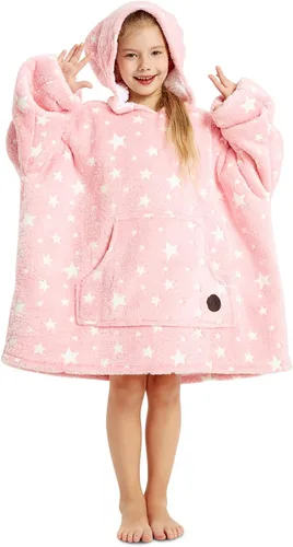 Vista 52 de THREE POODLE - Manta con capucha portátil para mujeres, sudadera con capucha de sherpa de gran tamaño para adultos hombres, mantas con capucha