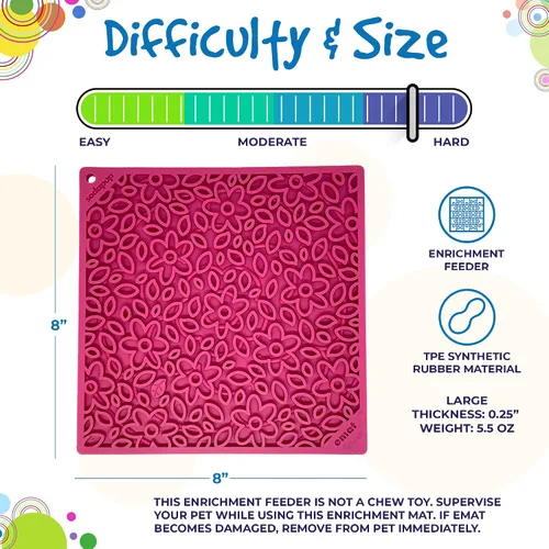 Vista 5 de SodaPup Flower Power eMat - Tapete Alimentador Duradero para Lamer Fabricado en EE.UU. con Goma No Tóxica, Segura para Mascotas, Apta para Alimentos
