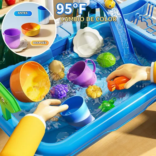 Vista 4 de JUKUDAHU - Mesa de agua para niños, juguete de fregadero de juego con agua