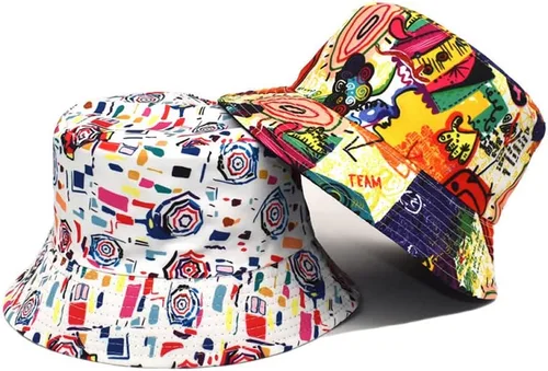 Vista 6 de Quanhaigou Sombrero de pescador para hombres y mujeres, sombreros de sol estampados reversibles, para pescador, para exteriores, verano, viajes