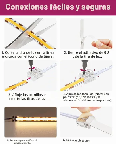 Vista 6 de EMITEVER - Paquete de 2 conectores de tira LED, extensión sin soldadura de 2 pines para luz de 0.315 in works with 5V/12V/24V LED strip
