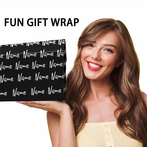 Vista 7 de Nombre personalizado en papel de regalo, rollo de papel de regalo personalizado con texto, regalo personalizado, unisex, adultos, hombres, mujeres