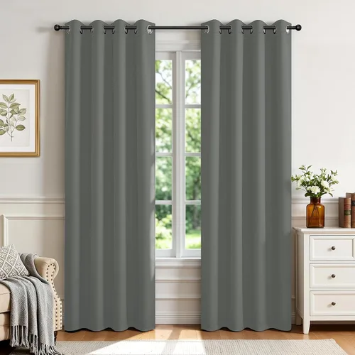 Vista 28 de Joydeco Cortinas opacas para dormitorio de 72 pulgadas de largo, 2 paneles de cortinas con aislamiento térmico para oscurecer la habitación