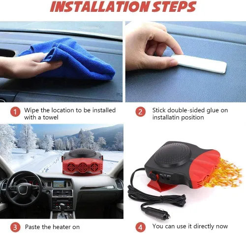 Vista 7 de Leaflai Calentador de automóvil de 12 V, ventilador de calefacción o enfriamiento rápido 2 en 1, descongelador de calentamiento rápido, enchufe
