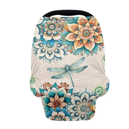 Vista 13 de ZFRXIGN Funda de asiento de automóvil de elefante y girasol, bufanda transpirable para lactancia, toldo multiusos para cochecito, silla alta
