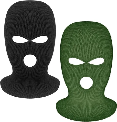 Vista 14 de 2 piezas de 3 agujeros de cara completa máscara de esquí máscara de invierno pasamontañas gorra cubierta de la cara cubierta de la cara cubierta