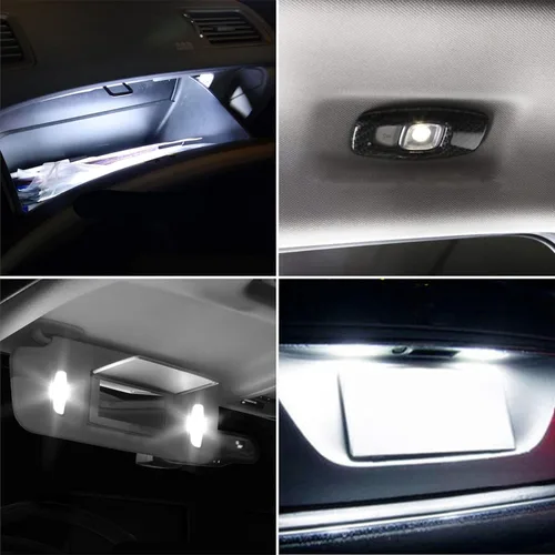 Vista 5 de 6 bombillas LED súper blancas de 1.220 in 4SMD 5050 para placa de matrícula, cúpula, mapa, maletero, luz LED (6)