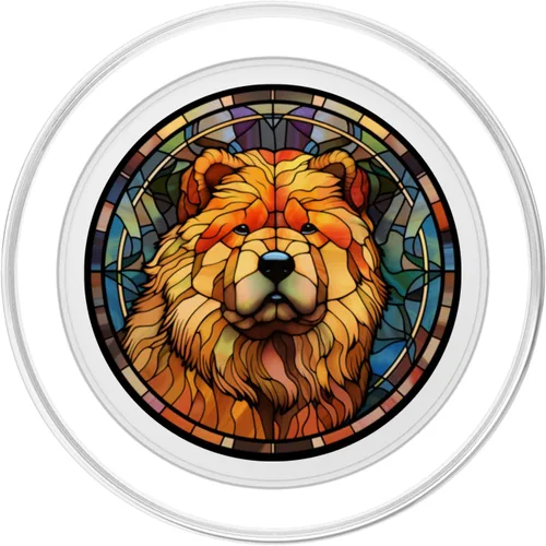 Vista 2 de Chow Chow Dog Stained Glass Leadlight Artistic Design PopSockets MagSafe PopGrip for iPhone