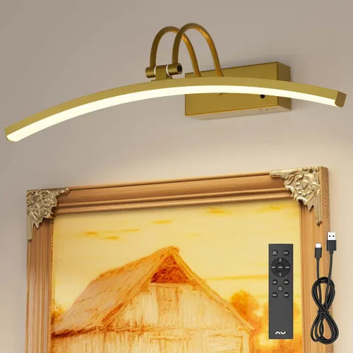 Vista 10 de PAIHOME Luces para fotos en la pared, luz magnética recargable con sensor de movimiento inteligente, control remoto regulable y temporizador