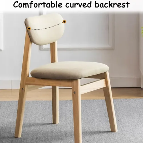 Vista 7 de YVYKFZD Dining Chairs Set, Solid Wood Kitchen Chairs, Upholstered Dining Room Chair with Curved Backrest, Living Room Chair with Removable Fabric