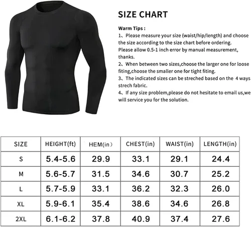 Vista 5 de Camisetas de compresión atléticas para hombre, de manga larga, camisetas de entrenamiento frescas y secas para gimnasio, camiseta deportiva activa