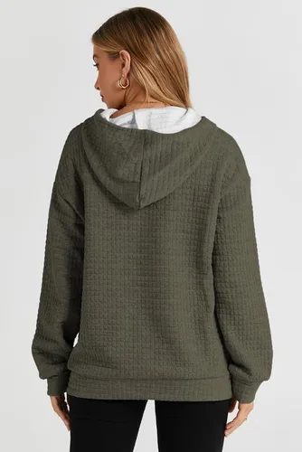 Vista 5 de SHEWIN Sudaderas con capucha para mujer, estilo casual, manga larga, con cordón y bolsillo