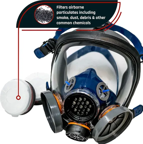 Vista 7 de Parcil Distribution Full Face Respirator Mask - Air Purifying, Organic Vapor & Particulate - Industrial Use - CE Tested