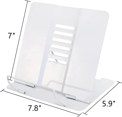 Vista 2 de Dicunoy Juego de 2 soportes de metal para libros de escritorio, soporte ajustable para libros, soportes resistentes para recetas, libros de texto