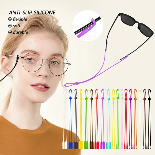 Vista 6 de BILIONE 6 correas ajustables para gafas, soporte de silicona antideslizante para gafas para mujeres y hombres, correa para gafas deportivas