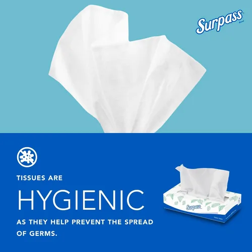 Vista 6 de Surpass® Tejido facial de 2 capas, sin perfume, 100 pañuelos por caja, caja de 30 cajas
