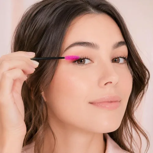 Vista 6 de G2PLUS 100 unidades de cepillos desechables para pestañas, varillas aplicadoras de rímel rosa, juegos de cepillos de maquillaje, cepillos de bobina