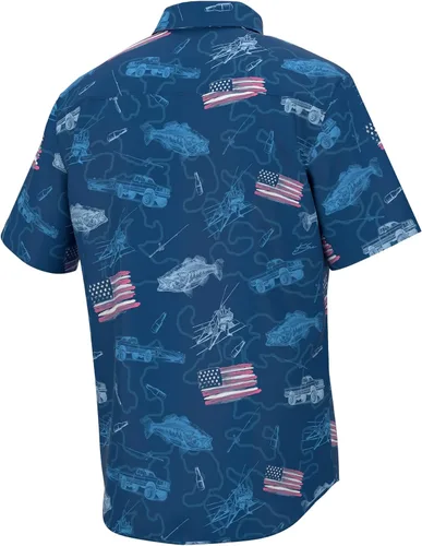 Vista 2 de HUK Camisa de pesca de manga corta con botones para hombre Kona