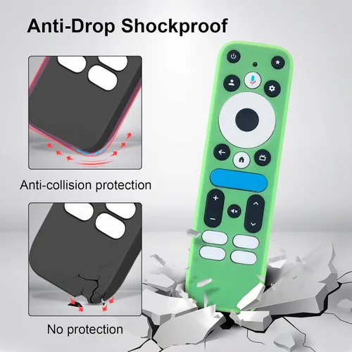 Vista 2 de Paquete de 2 fundas luminosas para control remoto compatibles con Google TV Box 4K Pro 2025, funda a prueba de golpes para control remoto Onn Google