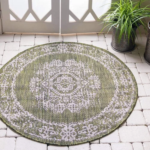 Vista 35 de Unique Loom Alfombra de la colección tradicional para exteriores, desgastada durante el tiempo (octágono de 5 pies y 3 pulgadas, azul/gris)