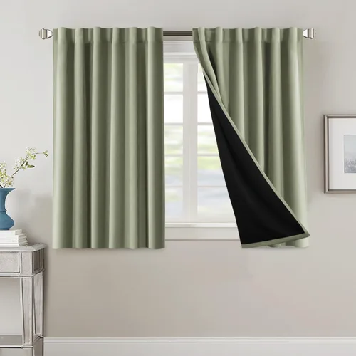 Vista 38 de H.VERSAILTEX Cortinas 100% opacas para dormitorio con forro negro, cortinas de oscurecimiento de habitación completa, con aislamiento térmico