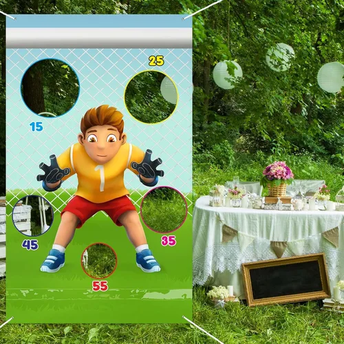 Vista 6 de Pancarta de juego de portero de fútbol, decoración temática de fútbol para interiores y exteriores, niños, niñas, fanáticos del fútbol, suministros