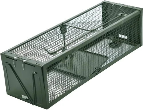 Vista 4 de Jaula de animales humanos con 2 puertas para ratones, hámsters, ardillas, roedores, control de gopher de 15.2 x 4.9 x 4.2 pulgadas.