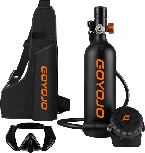 Vista 19 de GOYOJO Mini tanque de buceo de 1L con máscara – Tanque de aire de buceo portátil certificado DOT, presión máxima de 3000 PSI, botella pony