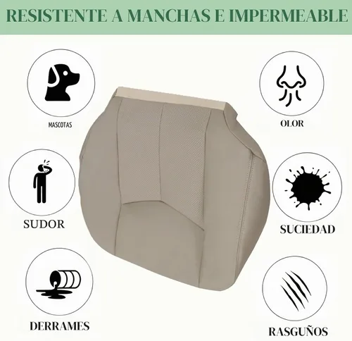 Vista 3 de Priprilod Funda de asiento de repuesto inferior del lado del conductor de cuero de microfibra perforado color tostado #152 compatible con Cadillac