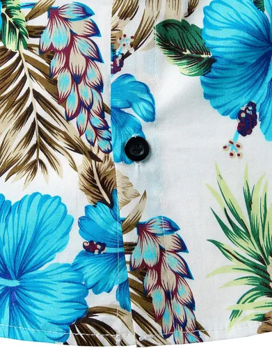 Vista 4 de JOGAL Camisa hawaiana Aloha de manga corta para hombre
