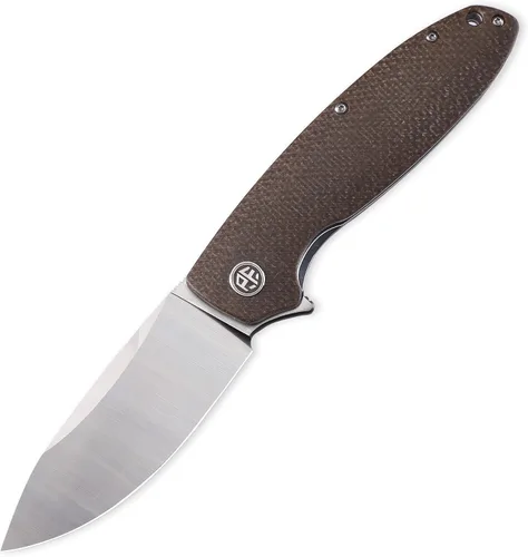 Vista 8 de Petrified fish PFB01 Terra,3.54" D2 Hoja de acero, Micarta Handle Flipper Liner lock Cuchillo plegable (verde)