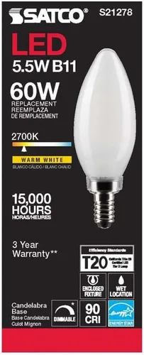 Vista 5 de Satco S21278 5.5B11/LED/927/FR/120V/E12-paquete de 6