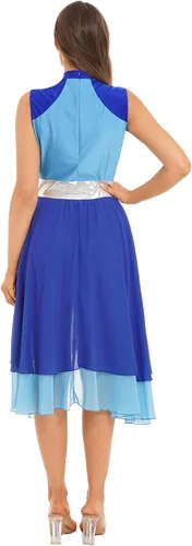 Vista 2 de TiaoBug Women's Adult Color Block Lyrical Praise Dance Dress Modern Contemporary Workship Dance Costume