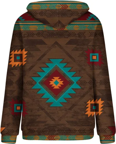 Vista 29 de Sudaderas con capucha azteca occidental para mujer, sudaderas de manga larga con gráficos vintage, camisetas de vaquera, ropa 2023