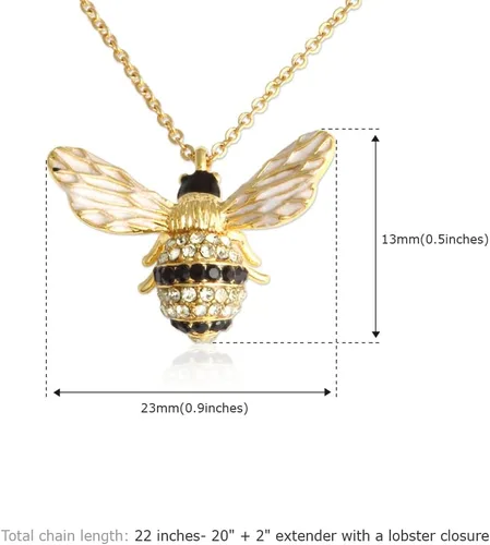 Vista 3 de Collar de abejorro de cristal chapado en oro de 14 quilates, collar de abeja para mujer