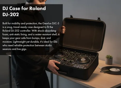 Vista 4 de Roland DJ-202 Paquete de controlador DJ con funda, auriculares y paño de pulido de Austin Bazaar