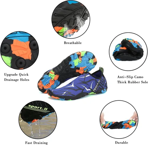 Vista 6 de Zapatos de agua para hombre y mujer, zapatos acuáticos descalzos, de secado rápido, para playa, natación, buceo, kayak, surf, deportes acuáticos