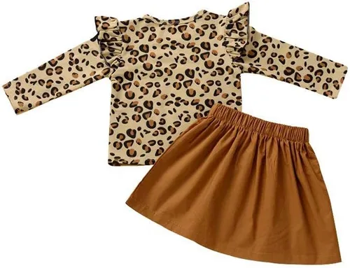 Vista 2 de Conjunto de ropa cálida con volantes y falda plisada para bebé niña