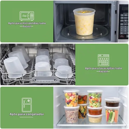 Vista 5 de vivigu Recipientes de delicatessen con tapas 48 juegos [8, 16, 32 oz 16 cada uno] - Recipientes de almacenamiento de alimentos con tapas aptos