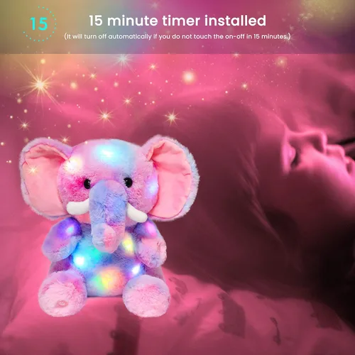 Vista 6 de Hopearl Elefante de Peluche LED con Iluminación Colorida Animal de Peluche Elephish Flexible Luces Nocturnas que Brillan en la Oscuridad Cumpleaños