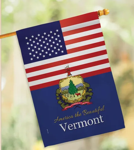 Vista 9 de Americana Home & Garden US Vermont House Bandera Pack Estados Regionales Estados Americanos Territorios República País Particular Área Bordado