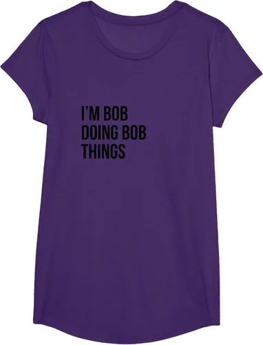 Vista 55 de Camiseta con texto en inglés "I'm Bob Doing Bob Things" Asfalto