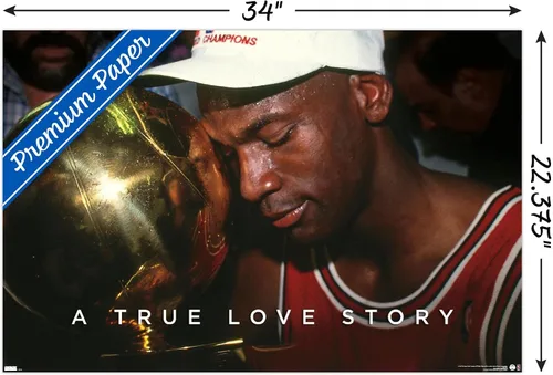 Vista 21 de Michael Jordan - Póster de pared A True Love Story, 22.4 pulgadas de largo x 14.7 pulgadas de ancho, versión enmarcada de madera de granero