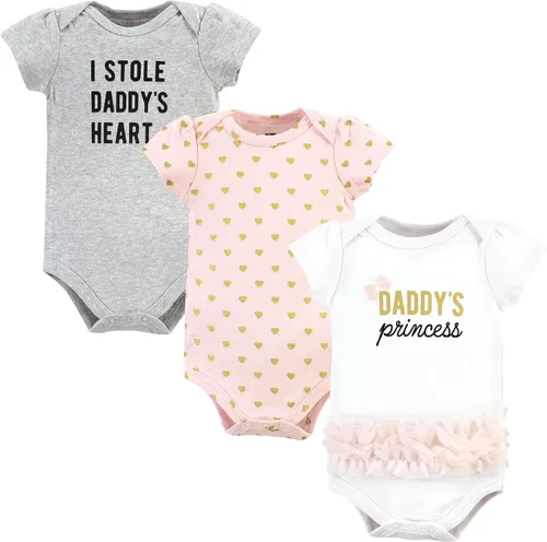 Vista 338 de Hudson Baby baby-girls Cotton Bodysuits 3-pack