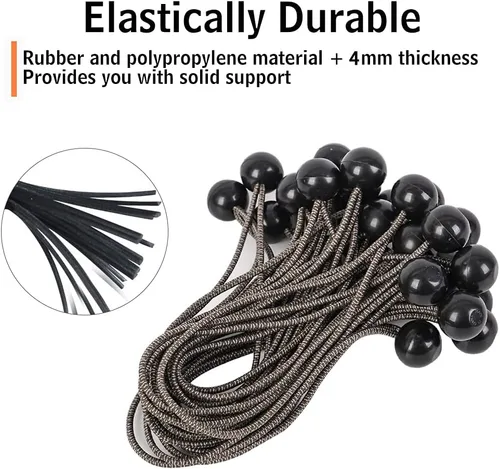 Vista 3 de XSTRAP STANDARD 28 cuerdas elásticas de bola, 9 pulgadas, resistentes bolas de cuerda Bungie para toldo, lona con cuerda elástica para toldo, lona