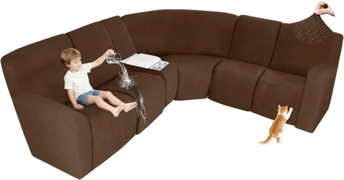 Vista 109 de ALIECOM Fundas 100% impermeables para sofá seccional reclinable, forma de L, elásticas, para esquina, funda para sofá seccional reclinable, lavable